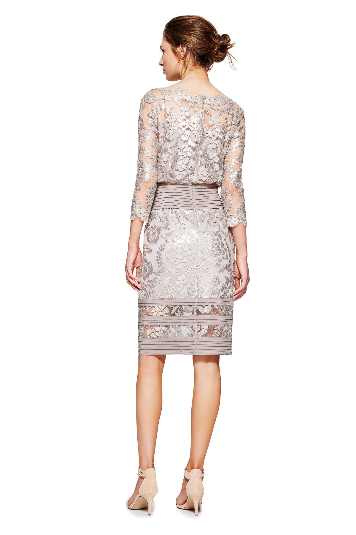 Tadashi Shoji - Blouson Waist Paillette Embroidered Lace Dress
