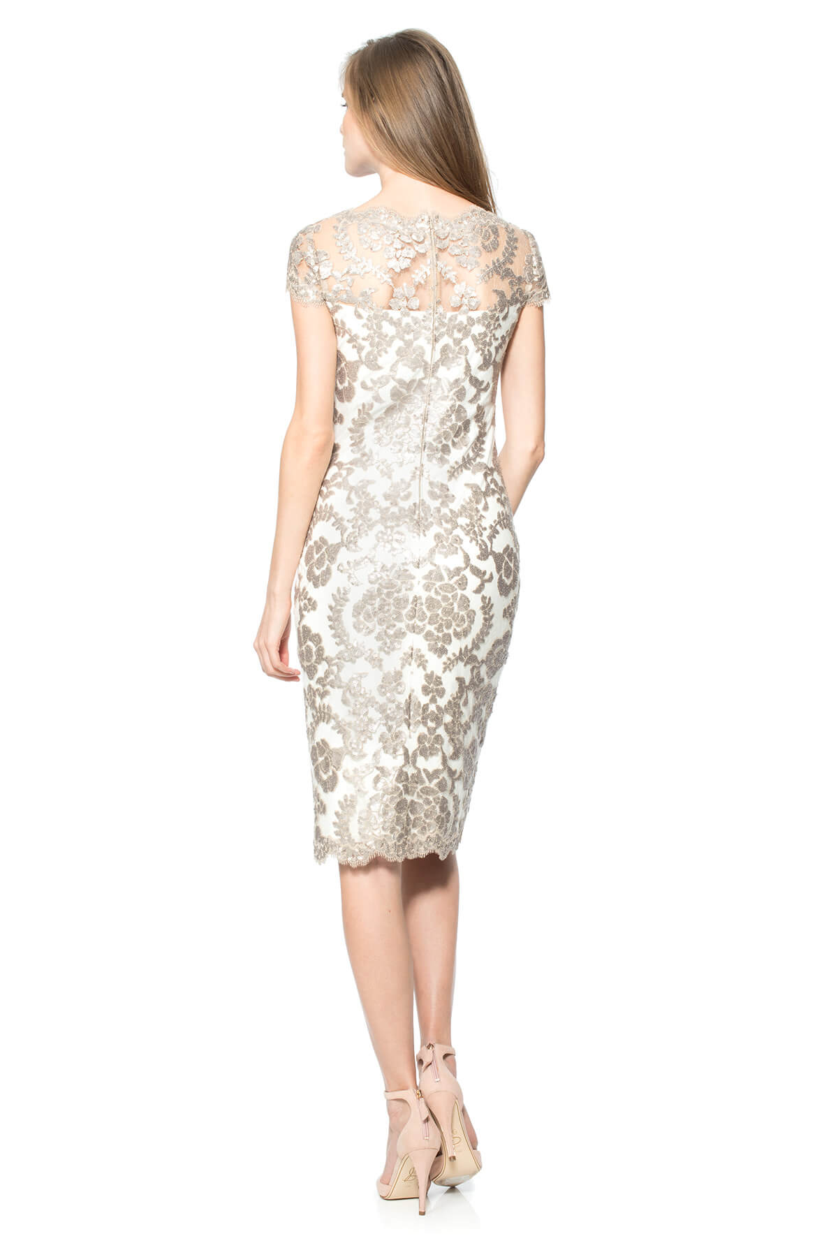 Tadashi Shoji - Paillette Embroidered Lace Cap Sleeve Dress