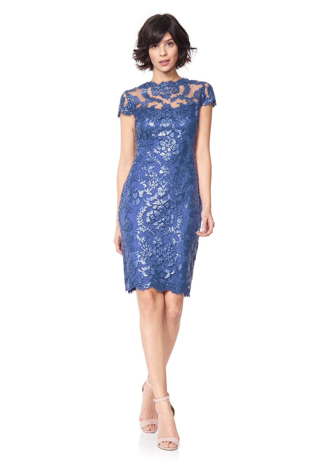 Tadashi Shoji - Paillette Embroidered Lace Cap Sleeve Dress