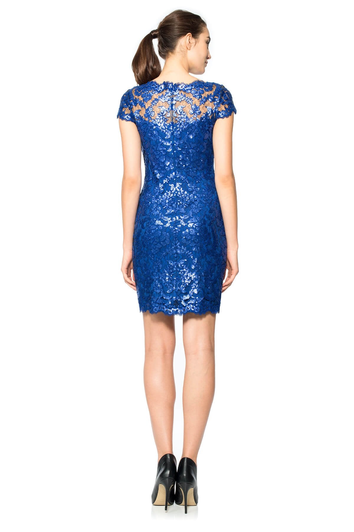 Paillette Embroidered Lace Cap Sleeve Mini