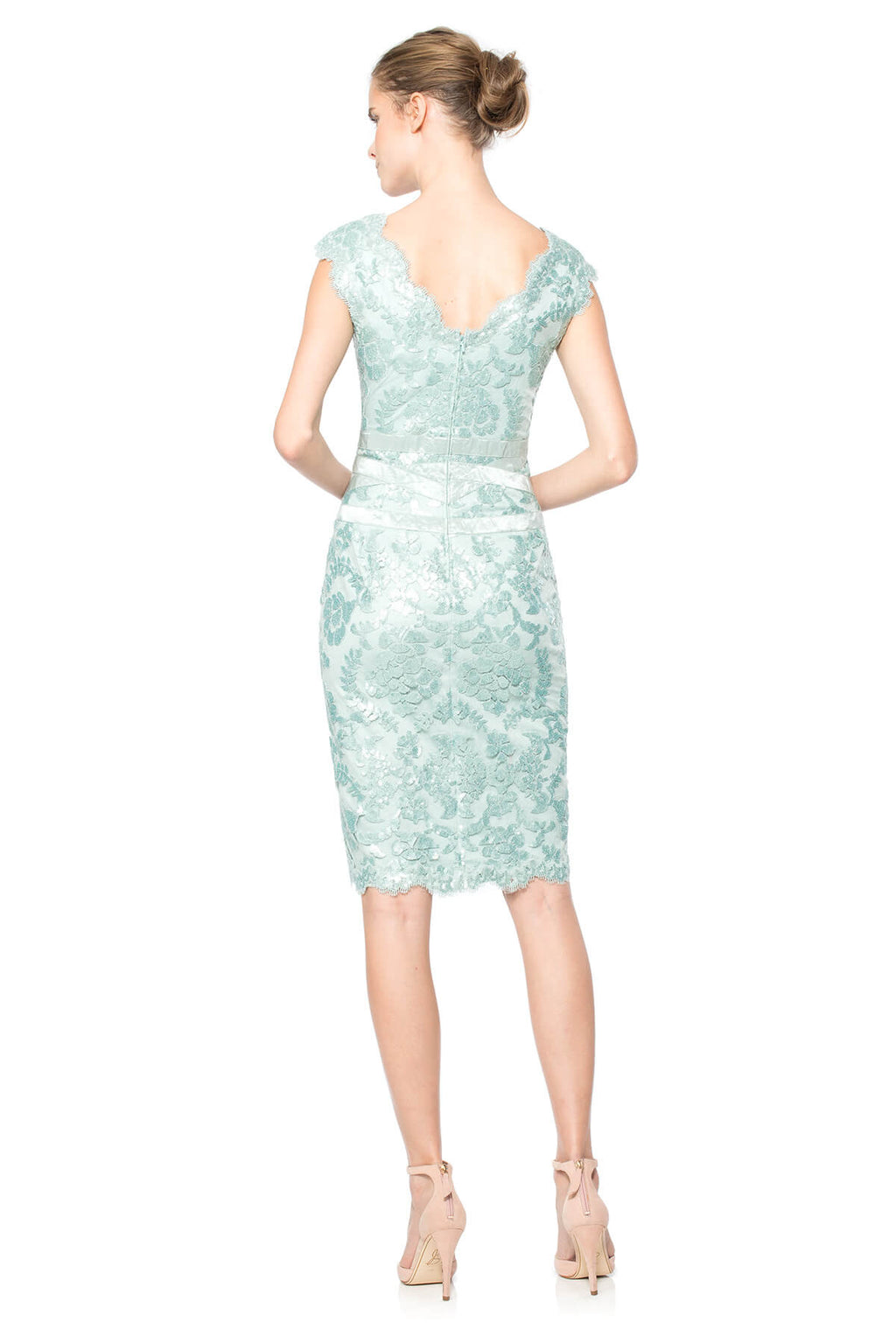 Paillette Embroidered Lace Banded Dress