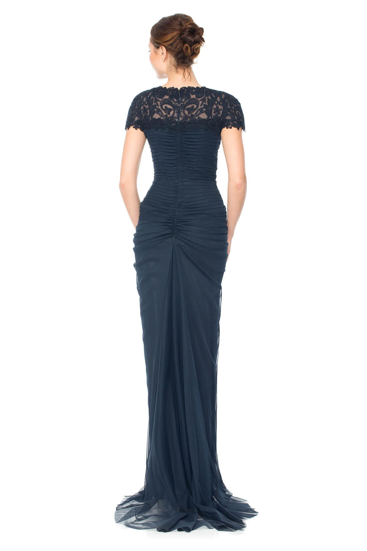 Tadashi Shoji - Corded Lace and Draped Tulle Gown