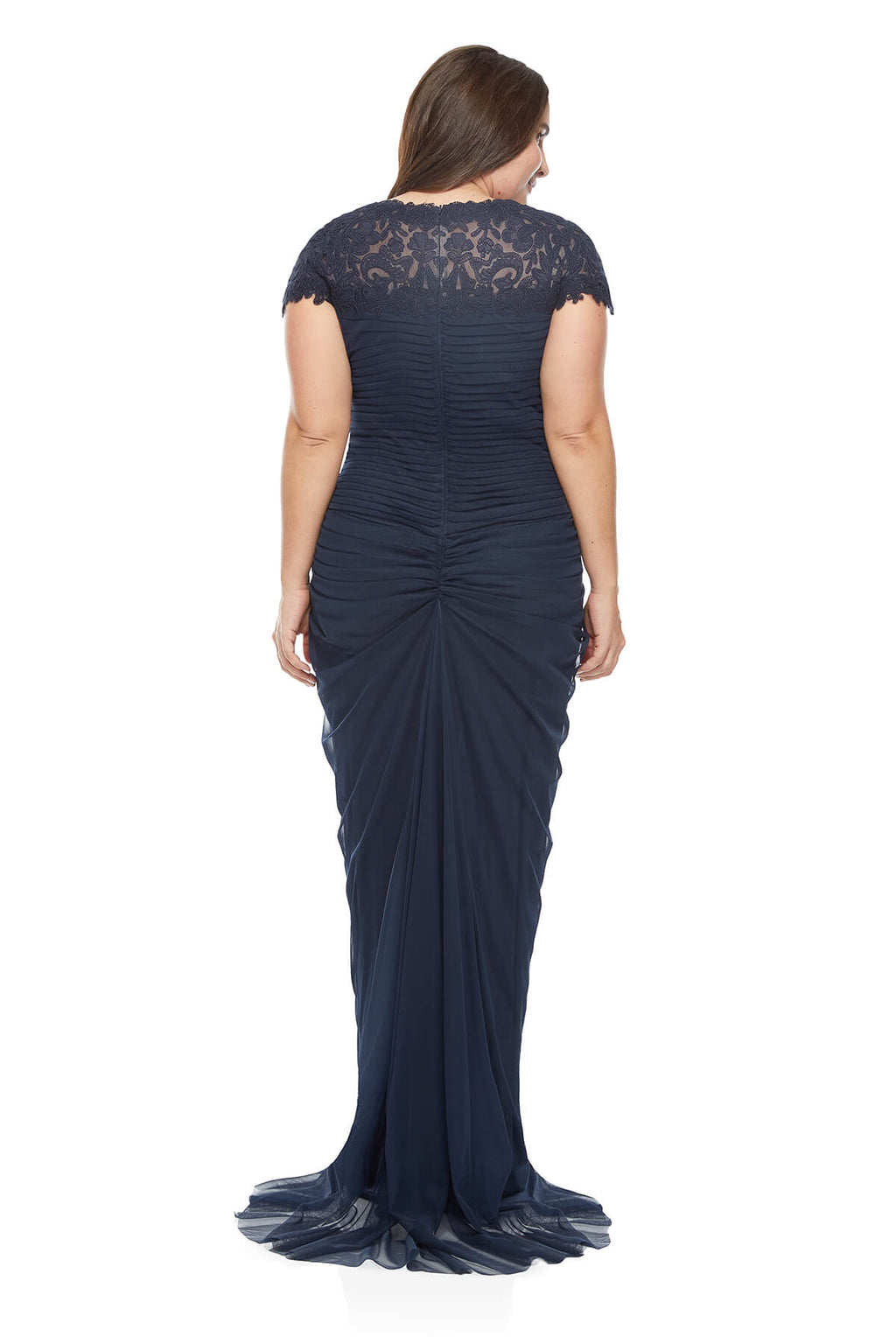 Tadashi Shoji Plus Size - Corded Lace and Draped Tulle Gown