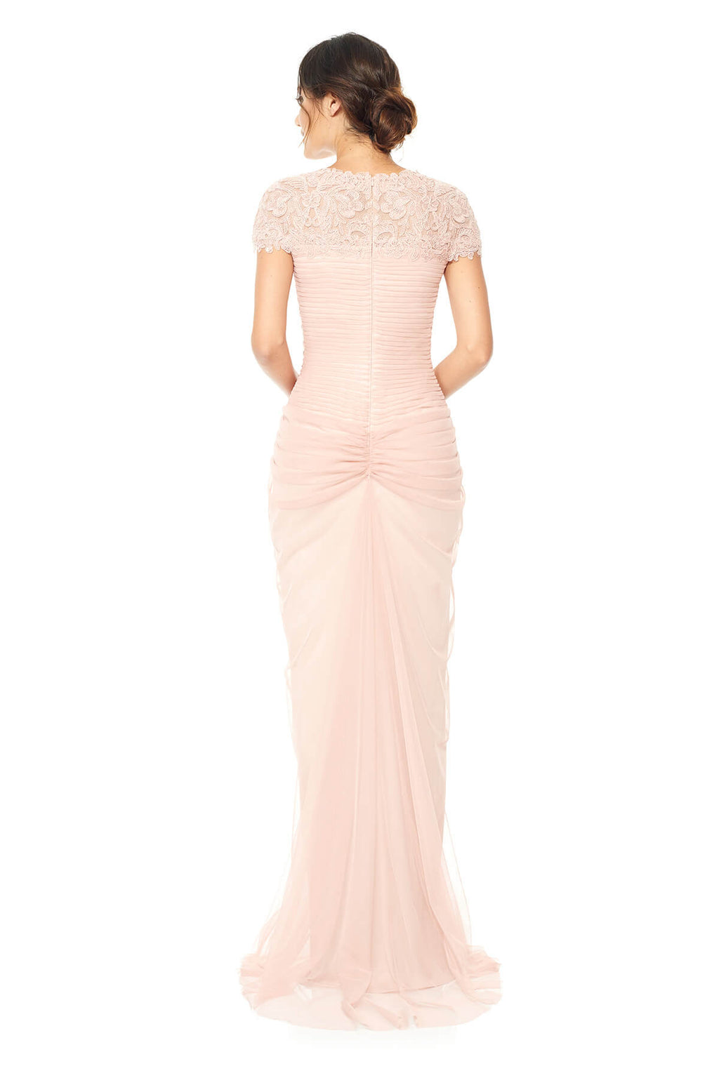 Tadashi Shoji - Corded Lace and Draped Tulle Gown