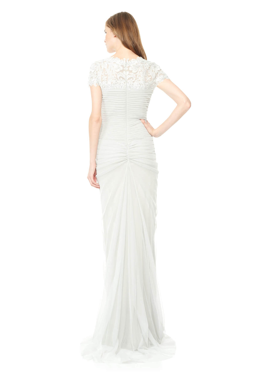 Tadashi Shoji - Corded Lace and Draped Tulle Gown