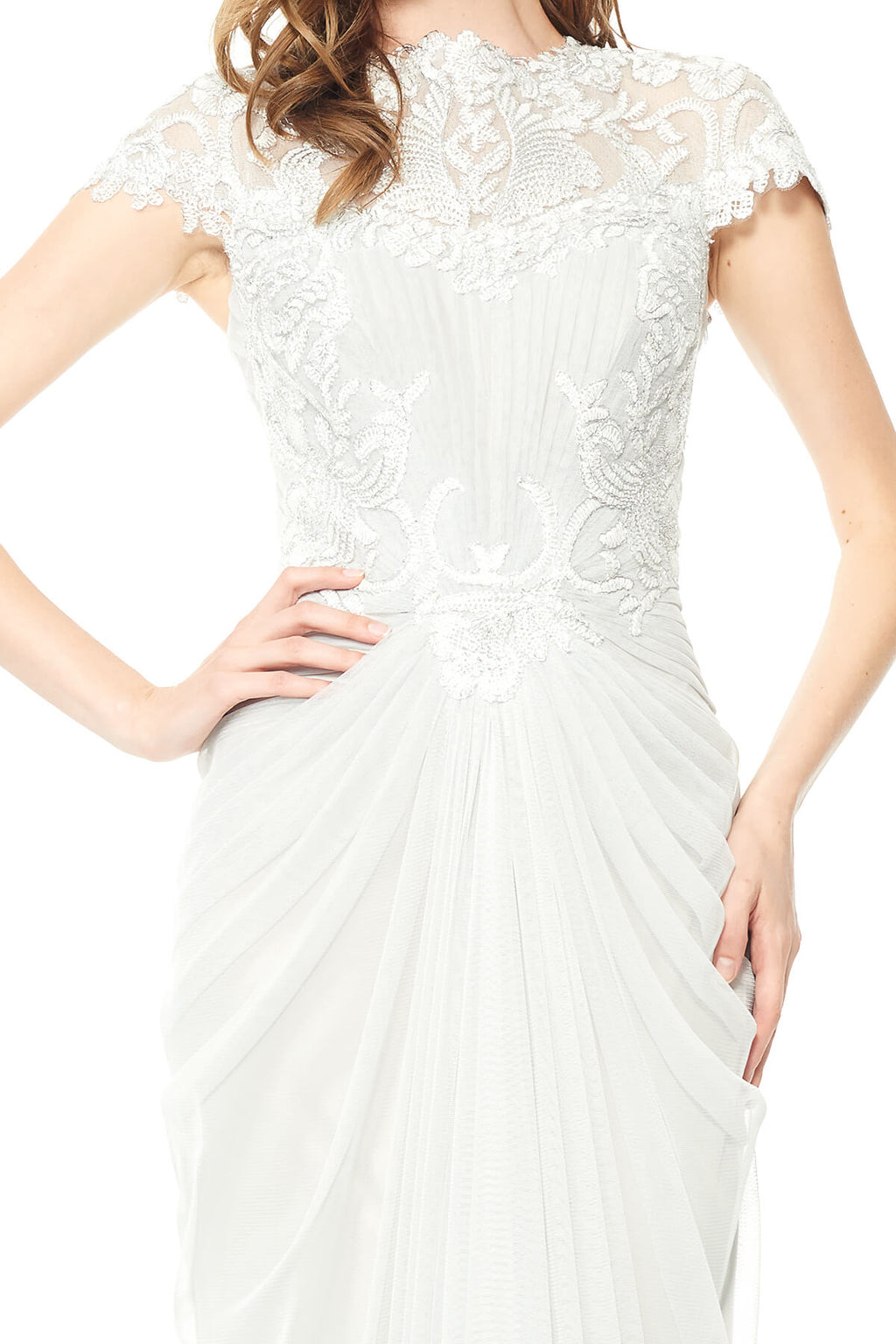 Tadashi Shoji - Corded Lace and Draped Tulle Gown - Detail