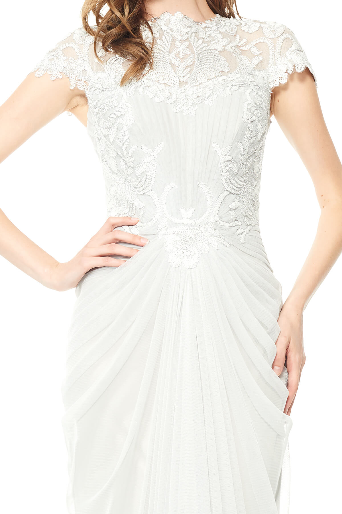 Tadashi Shoji - Corded Lace and Draped Tulle Gown - Detail