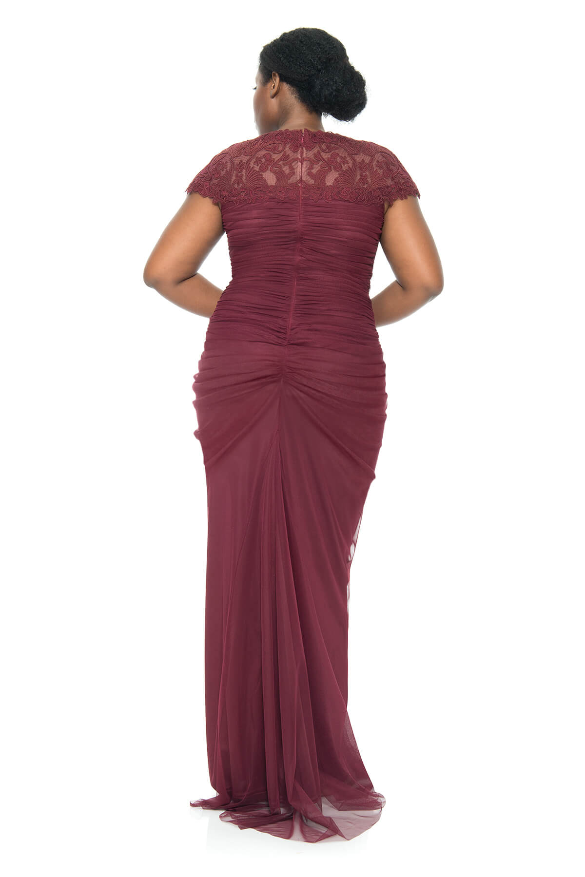 Tadashi Shoji Plus Size - Corded Lace and Draped Tulle Gown