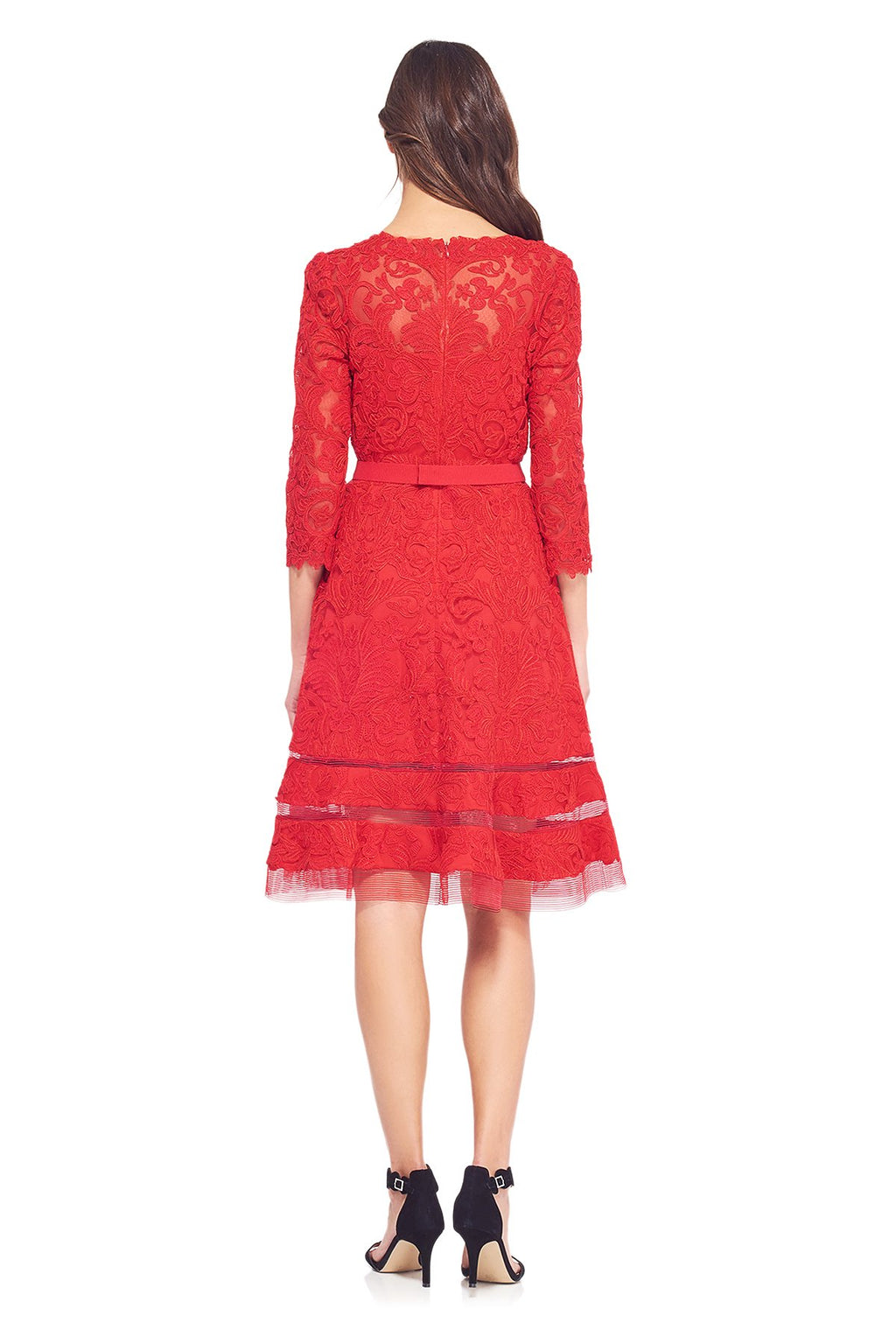 Tadashi Shoji - Corded Embroidery on Tulle A-Line Dress