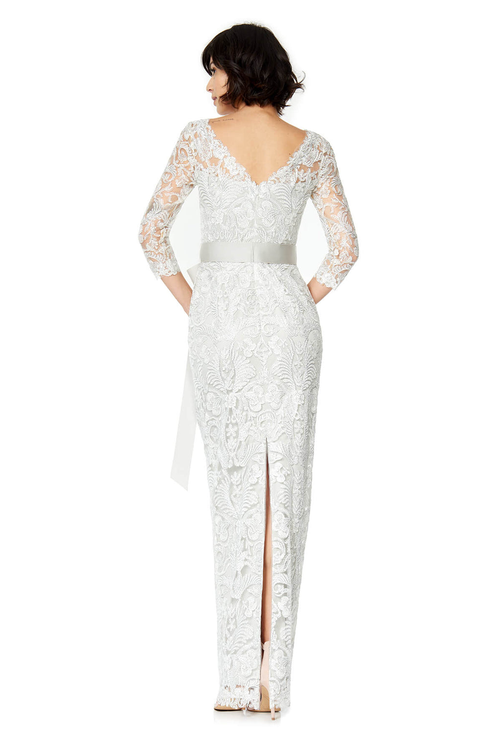 Tadashi Shoji - Corded Embroidery 3/4 Sleeve Gown