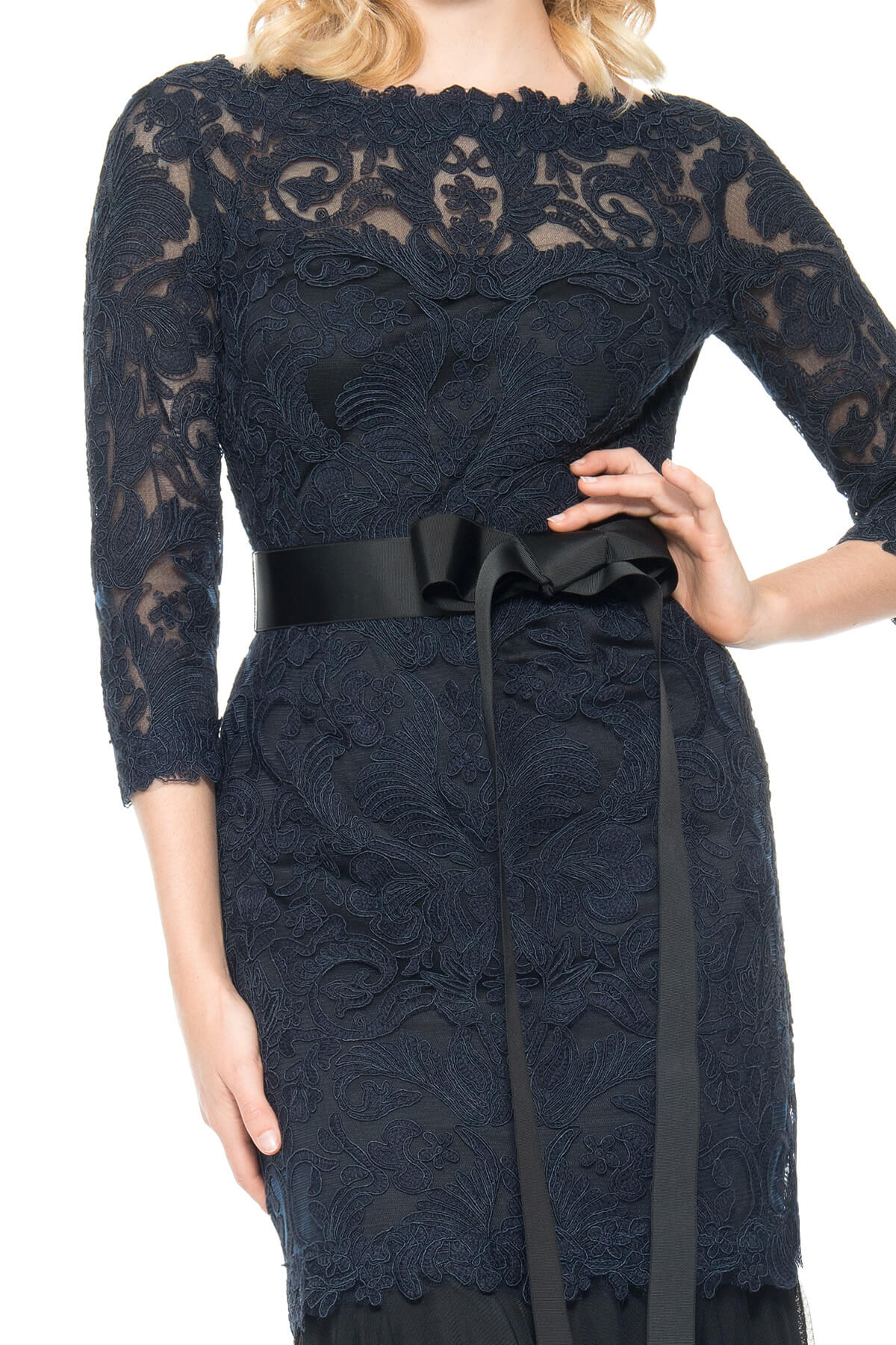 Corded Embroidery ¾ Sleeve Gown