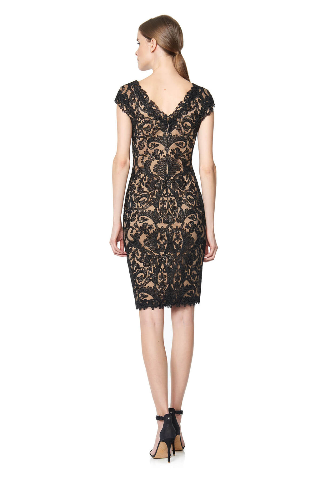 Tadashi Shoji - Corded Embroidery on Tull Cap Sleeve Dress