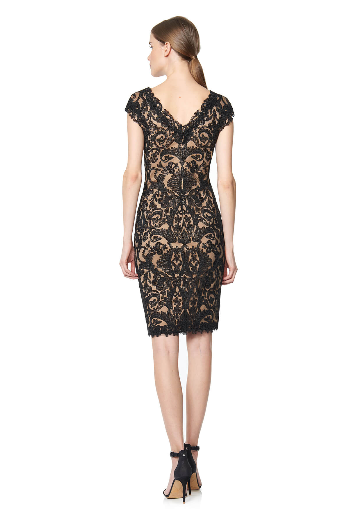 Tadashi Shoji - Corded Embroidery on Tull Cap Sleeve Dress