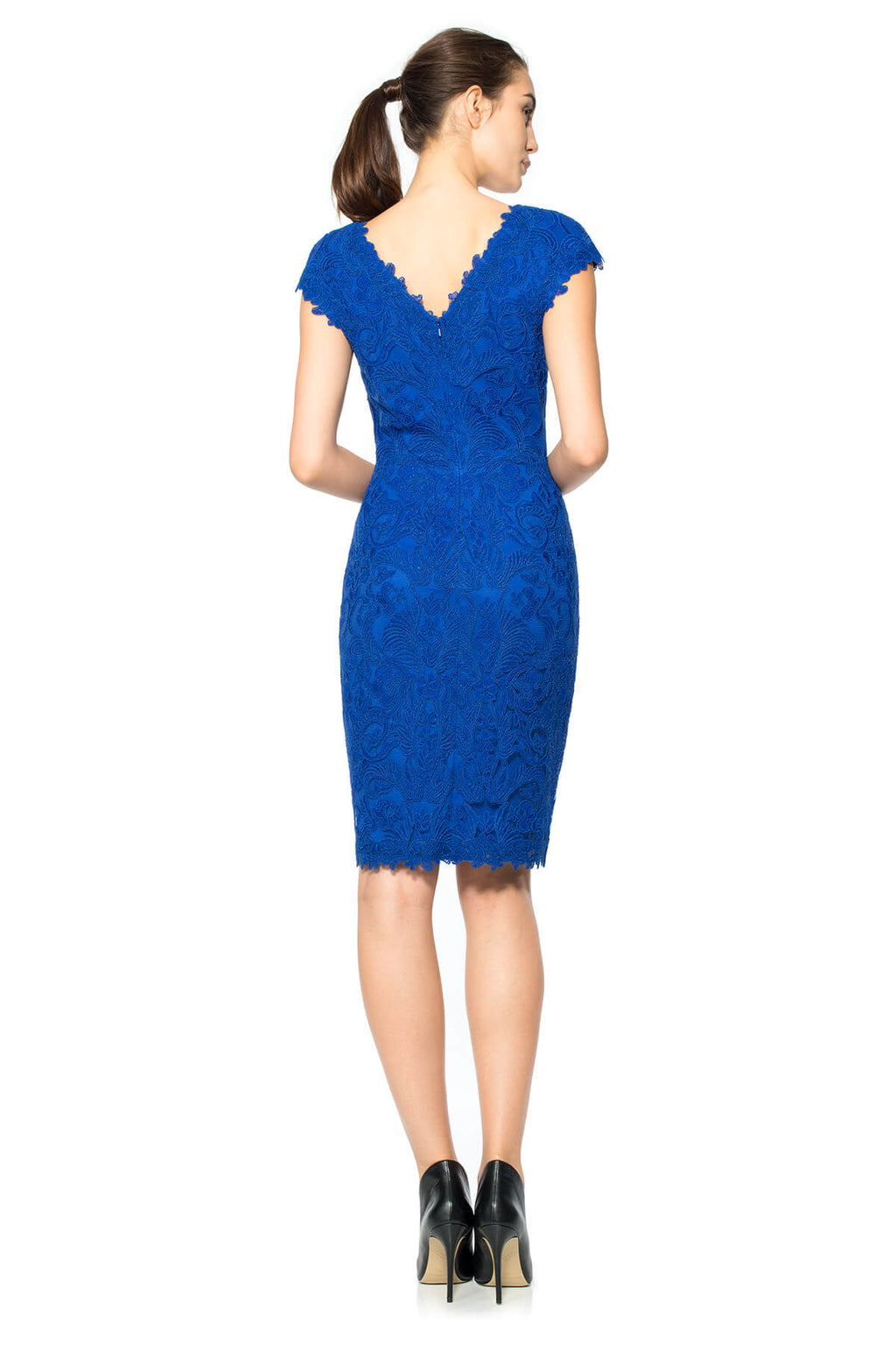 Corded Embroidery on Tulle Cap Sleeve Dress