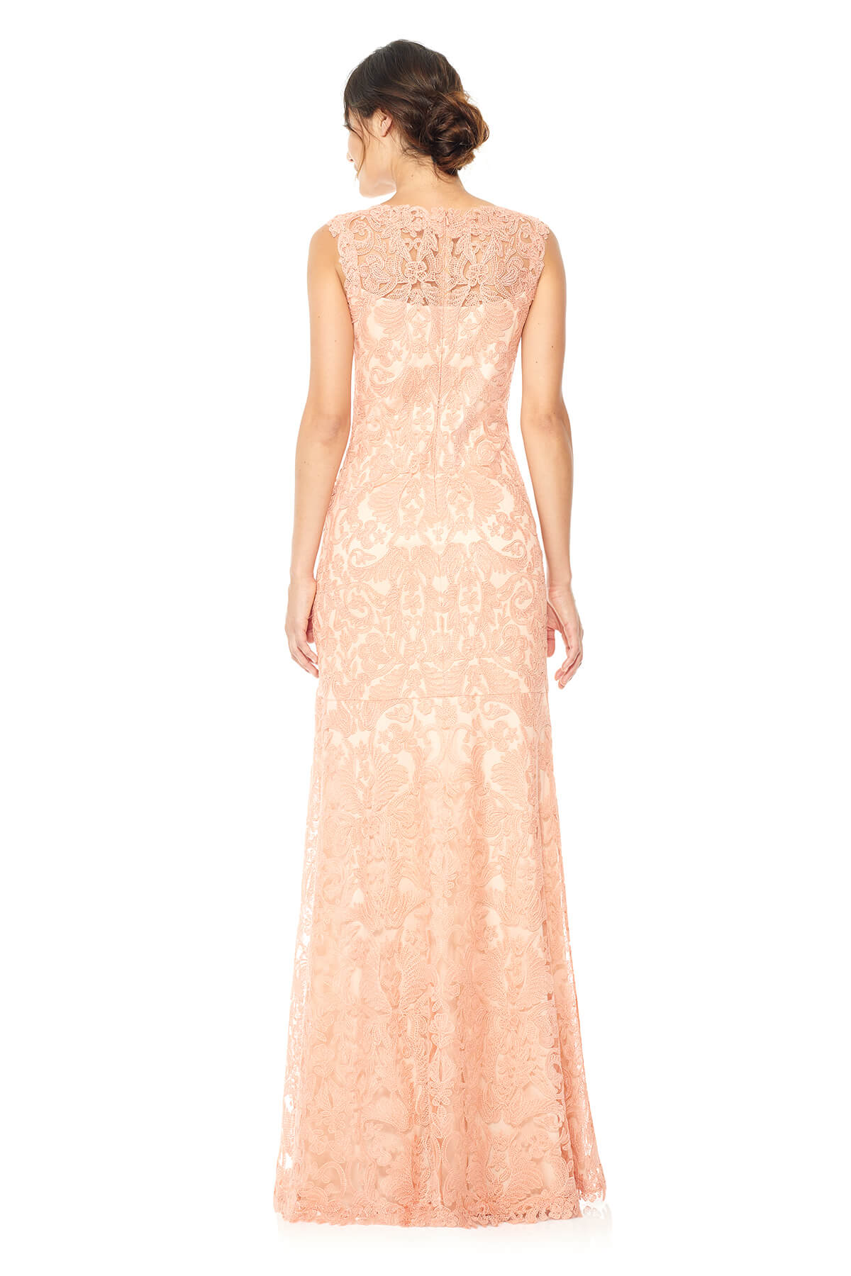 Tadashi Shoji - Corded Embroidery on Tulle Boatneck Gown