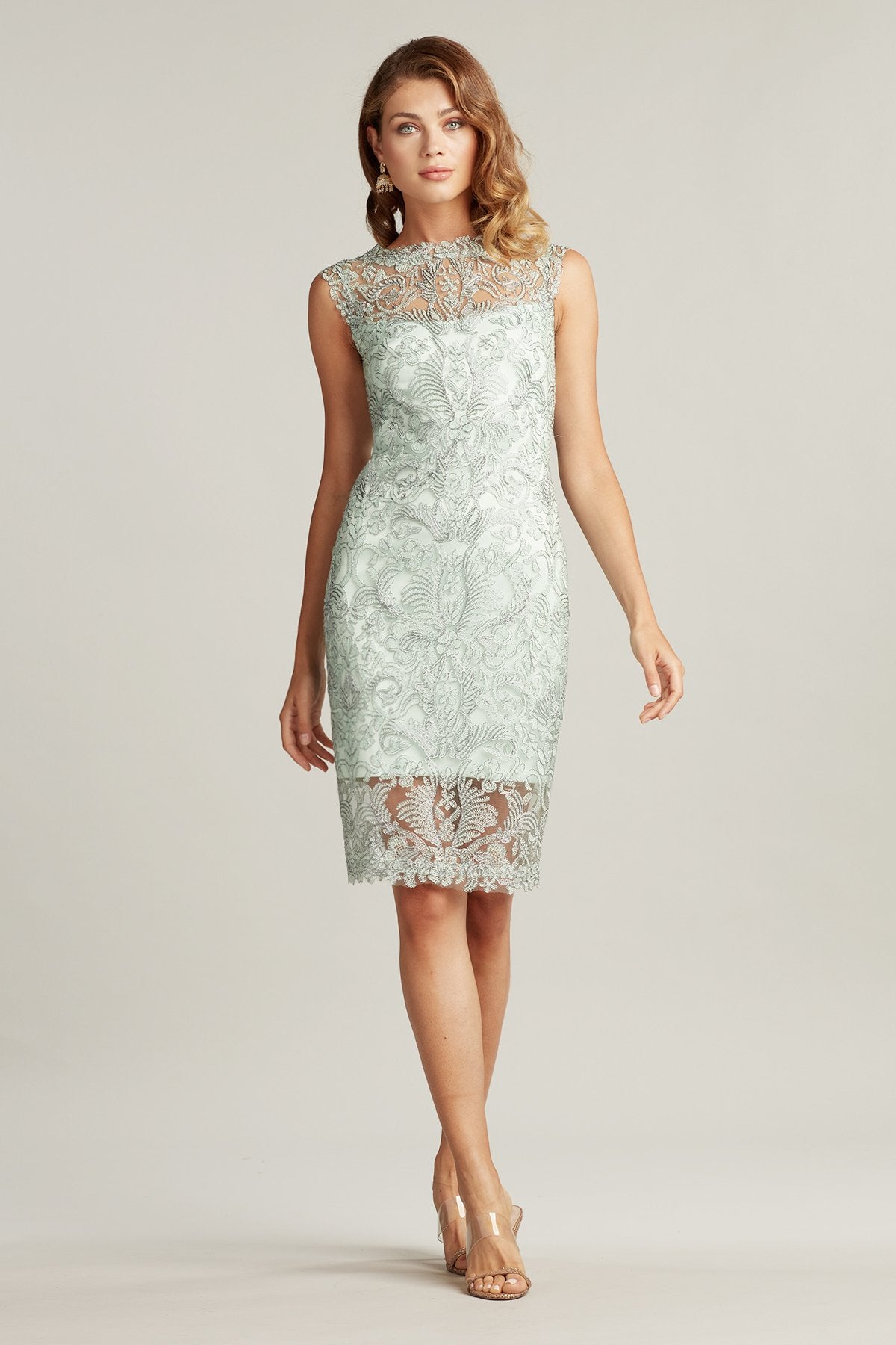 Corded Embroidery on Tulle Boatneck Dress