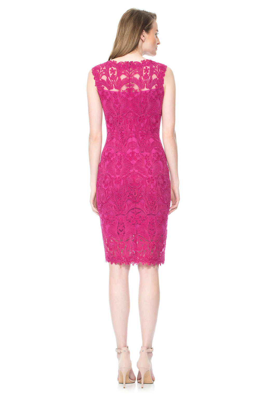 Tadashi Shoji - Corded Embroidery on Tulle Boatneck Dress