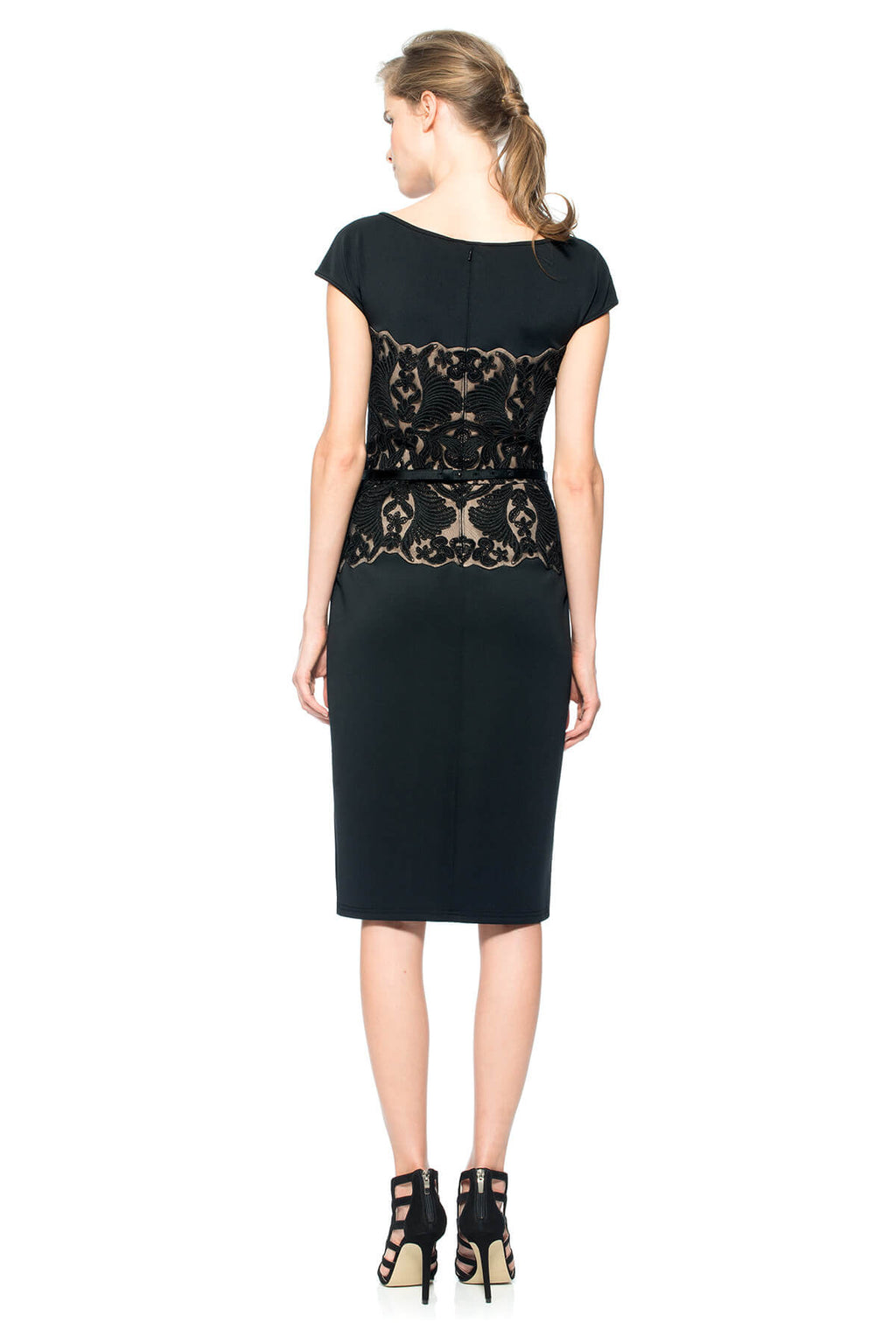 Neoprene and Corded Lace Overlay Dress