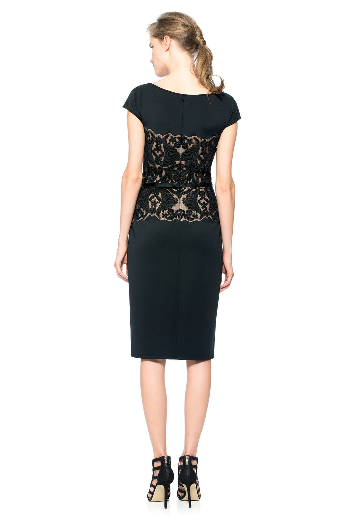 Neoprene and Corded Lace Overlay Dress