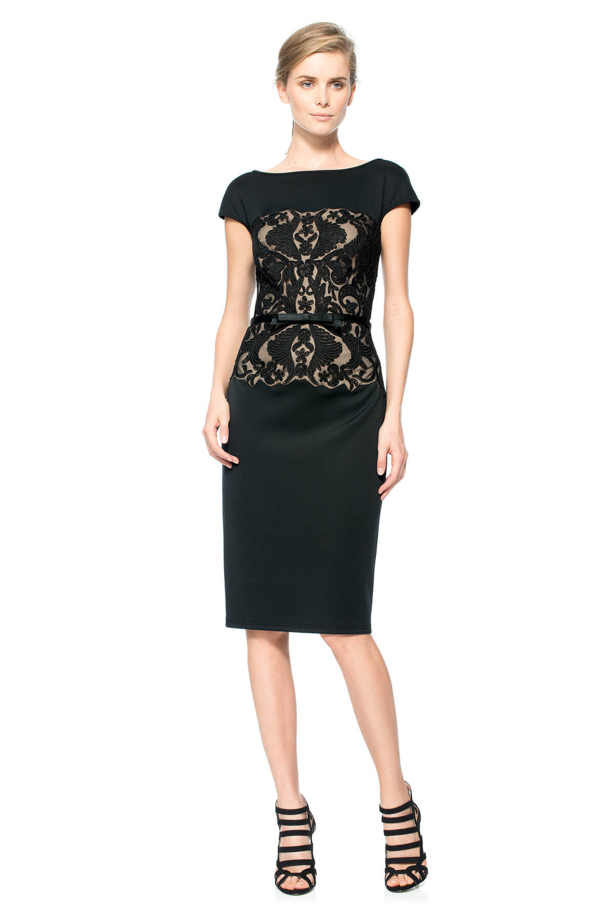 Neoprene and Corded Lace Overlay Dress