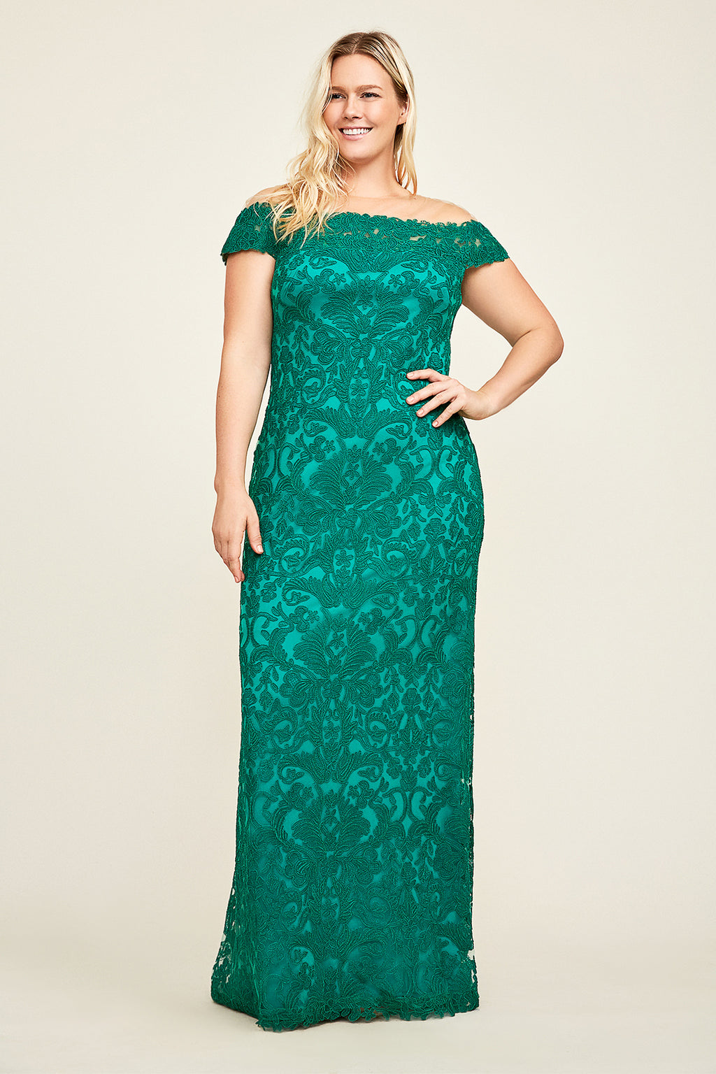 Tadashi Shoji - Dupre Off-The-Shoulder Gown - PLUS SIZE