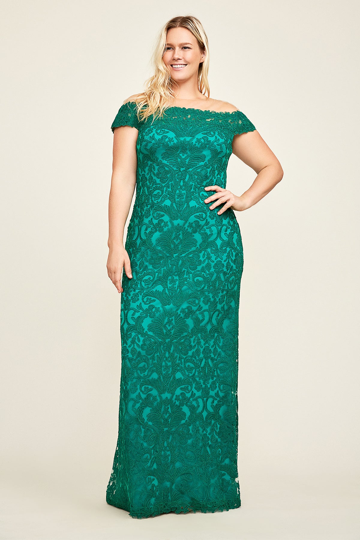 Tadashi Shoji - Dupre Off-The-Shoulder Gown - PLUS SIZE