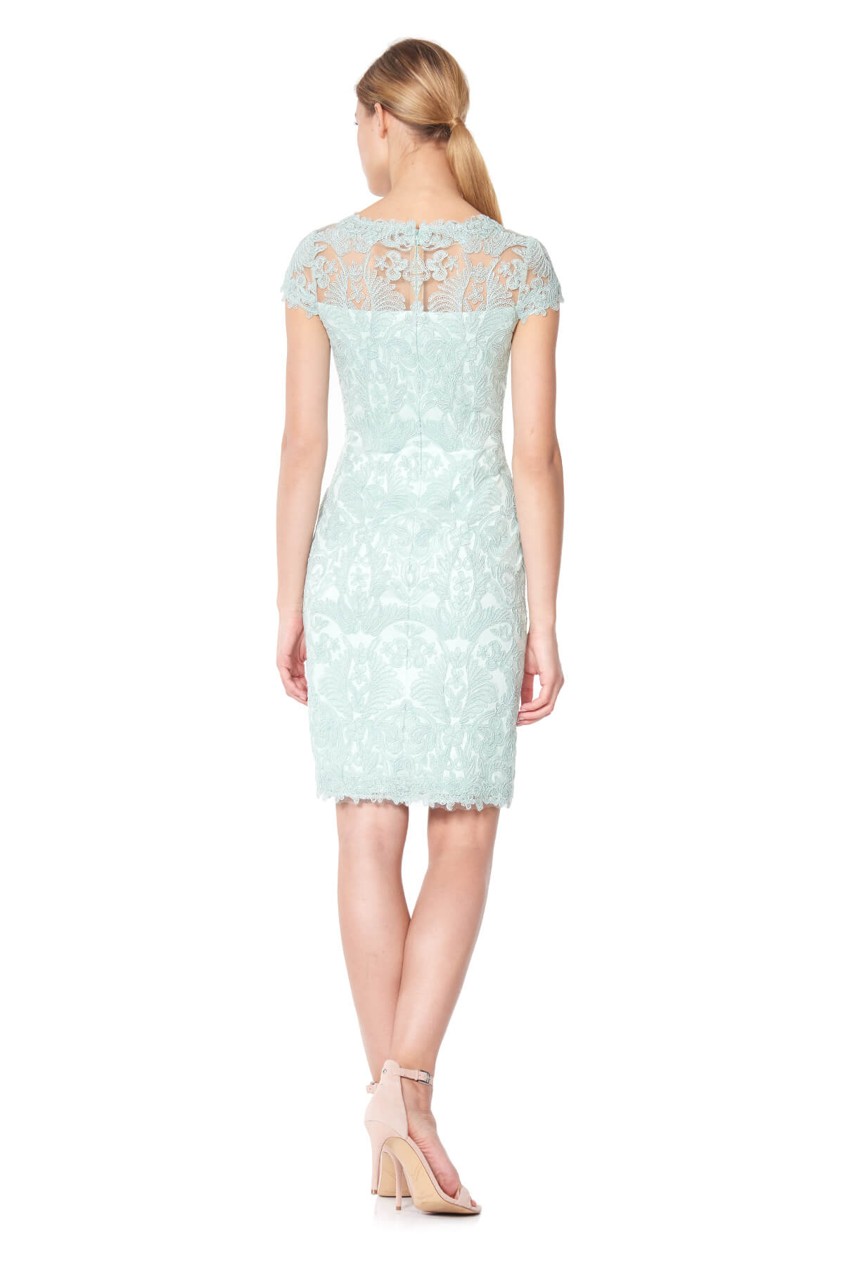 Tadashi Shoji - Corded Embroidery on Tulle Cap Sleeve Dress