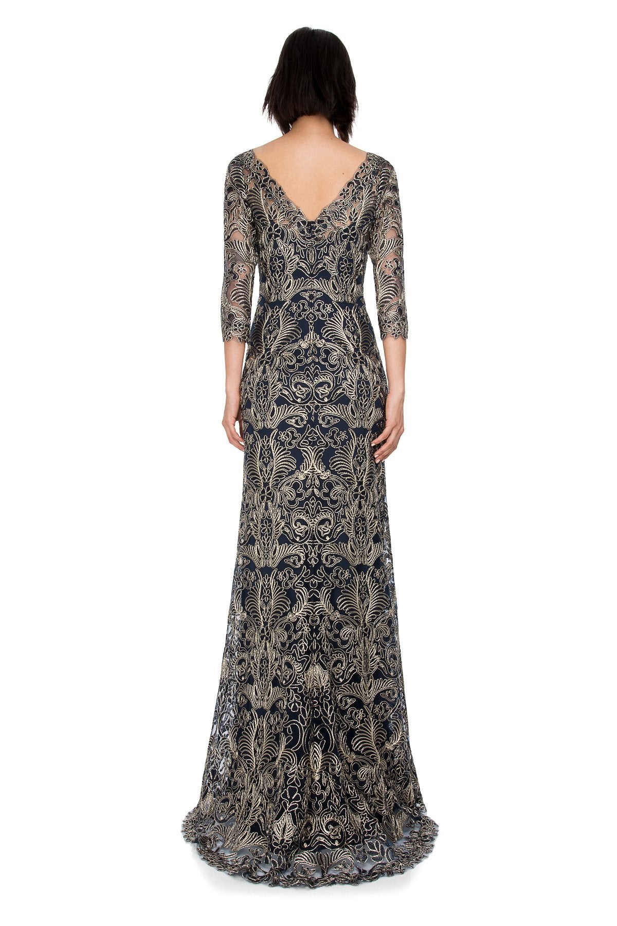 Tadashi Shoji Detail - Corded Embroidery on Tulle _ Sleeve Gown