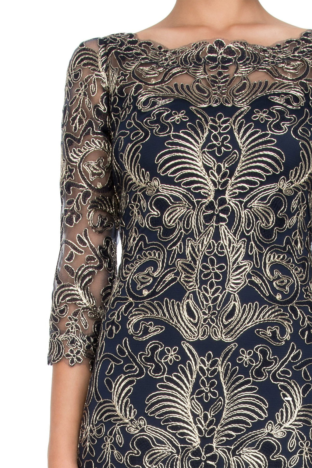 Tadashi Shoji Detail - Corded Embroidery on Tulle _ Sleeve Gown