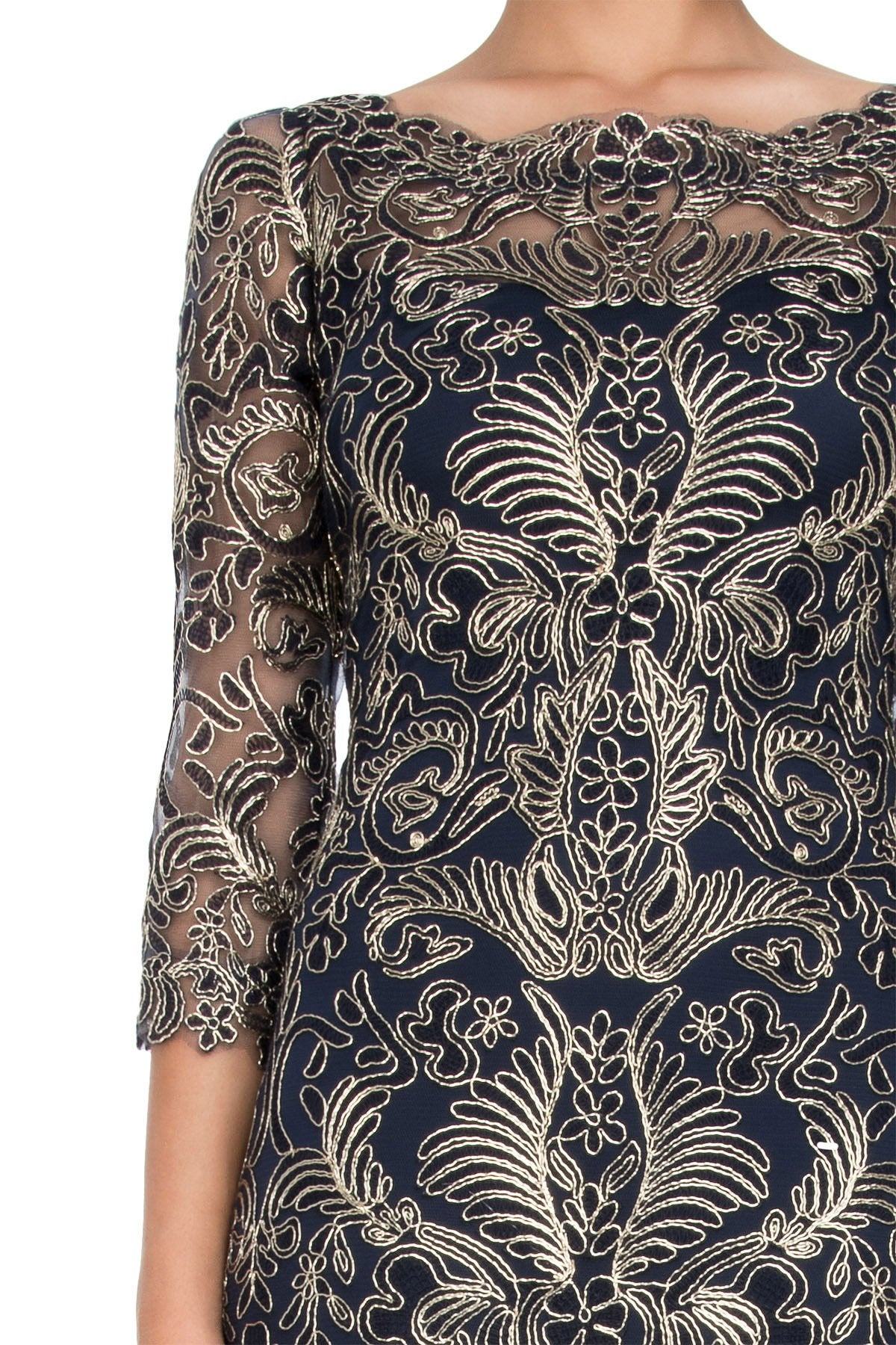 Tadashi Shoji Detail - Corded Embroidery on Tulle _ Sleeve Gown