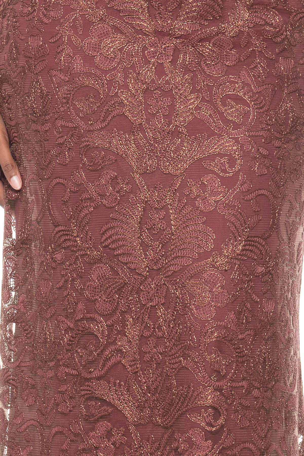 Corded Embroidery on Tulle ¾ Sleeve Gown- PLUS SIZE