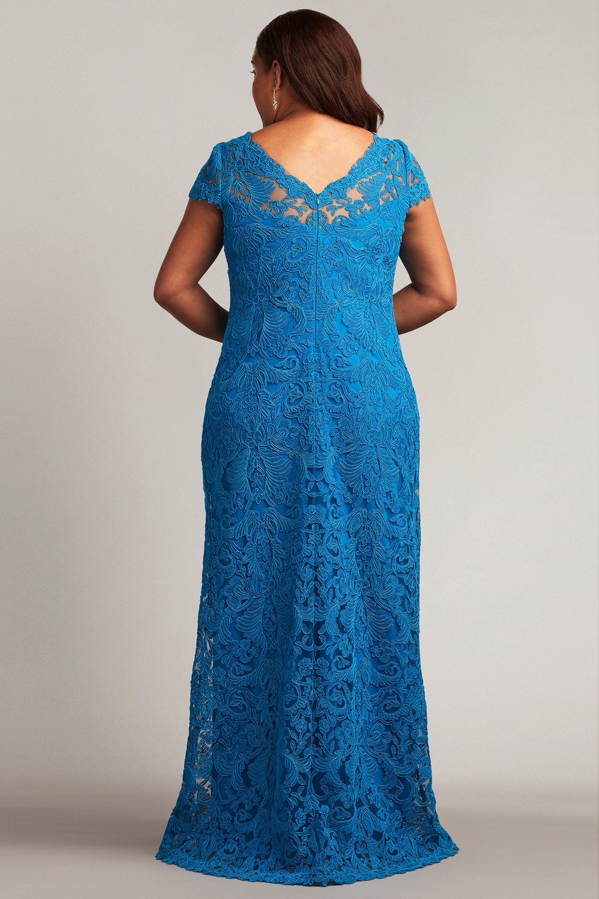 Corded Embroidery on Tulle Cap Sleeve Gown - PLUS SIZE