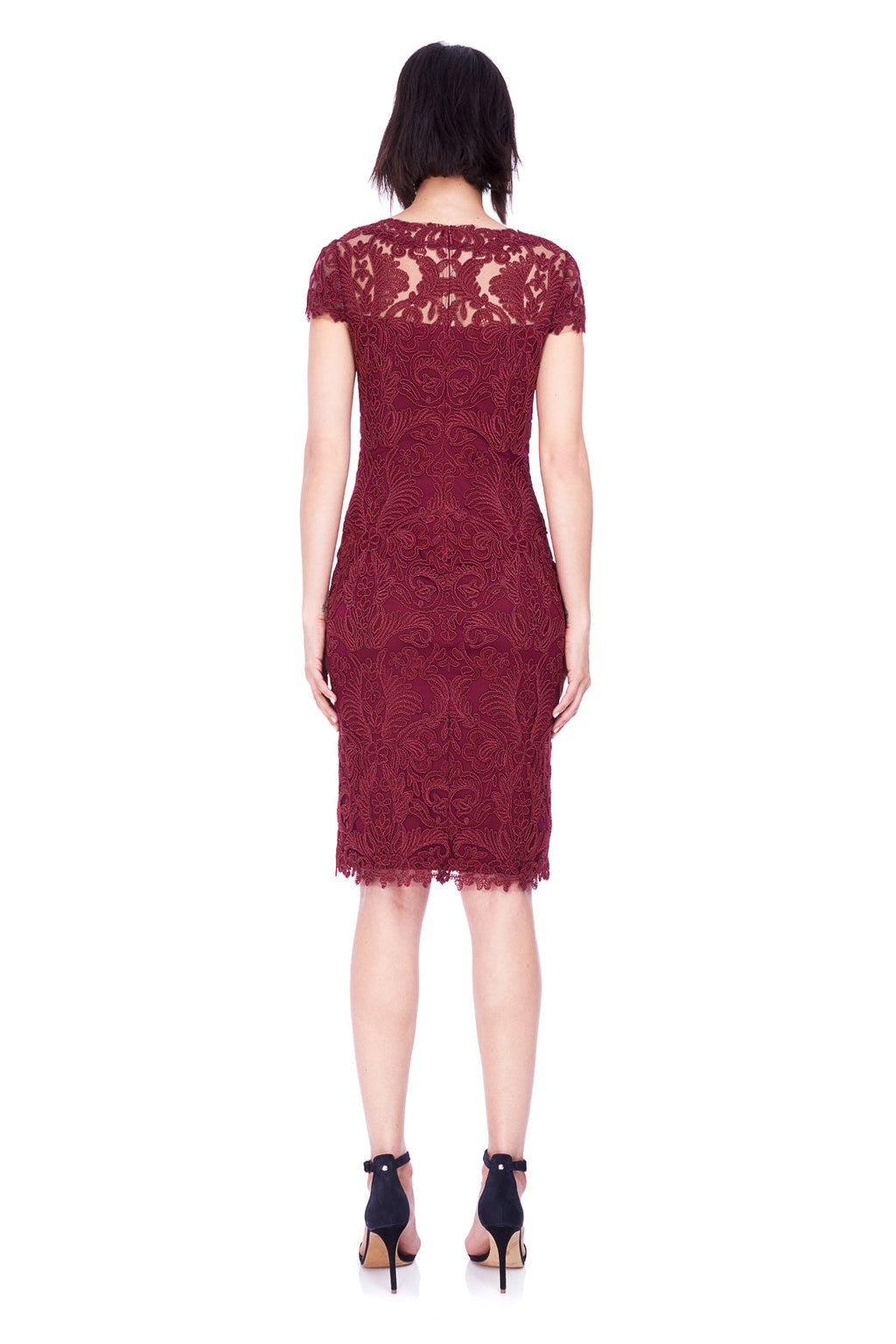 Tadashi Shoji - Corded Embroidery on Tulle Cap Sleeve Dress