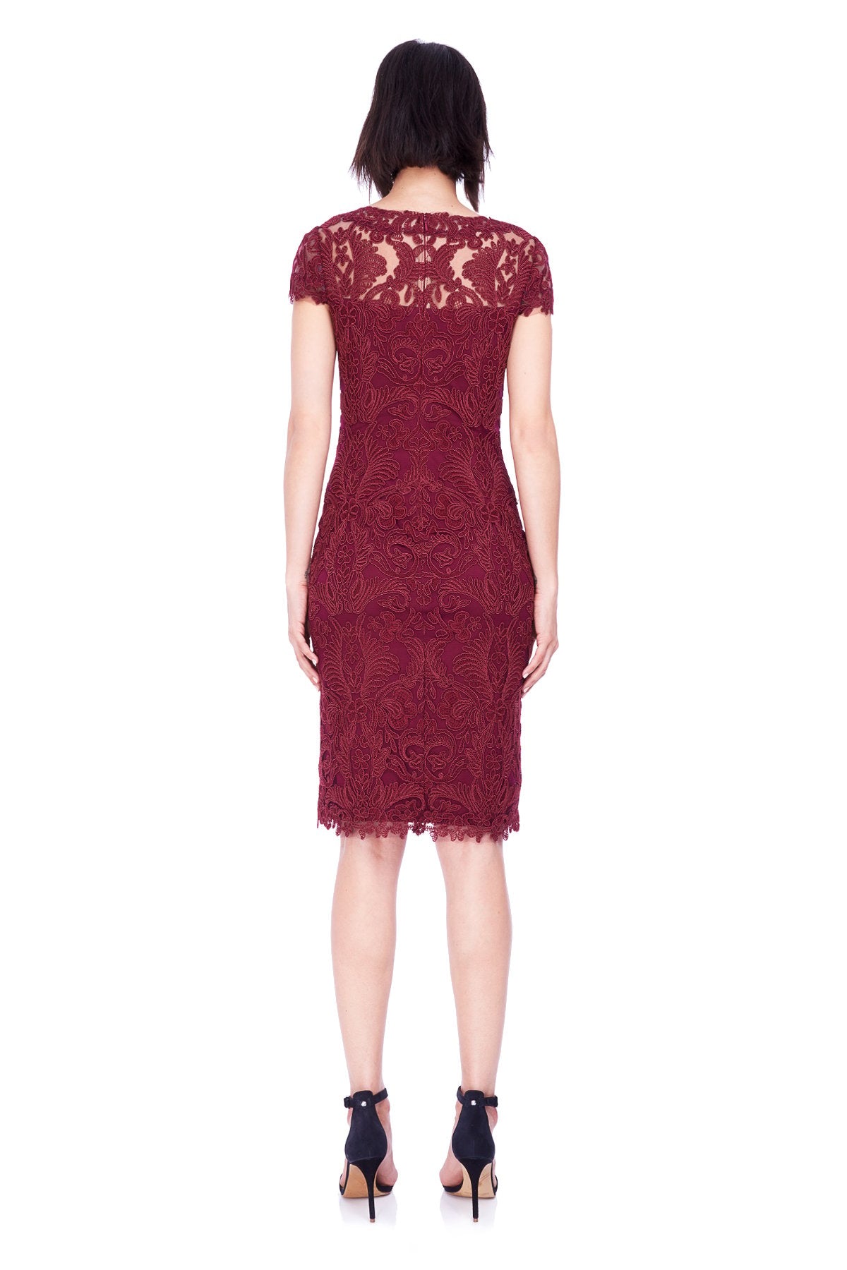 Tadashi Shoji - Corded Embroidery on Tulle Cap Sleeve Dress