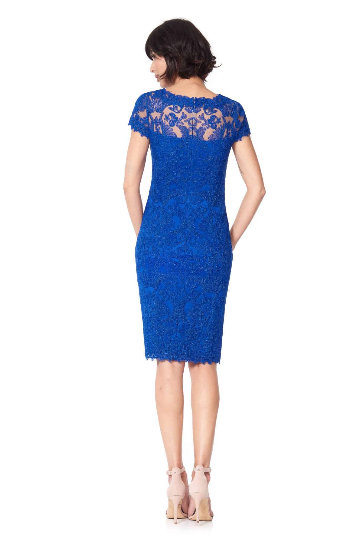 Tadashi Shoji - Corded Embroidery on Tulle Cap Sleeve Dress