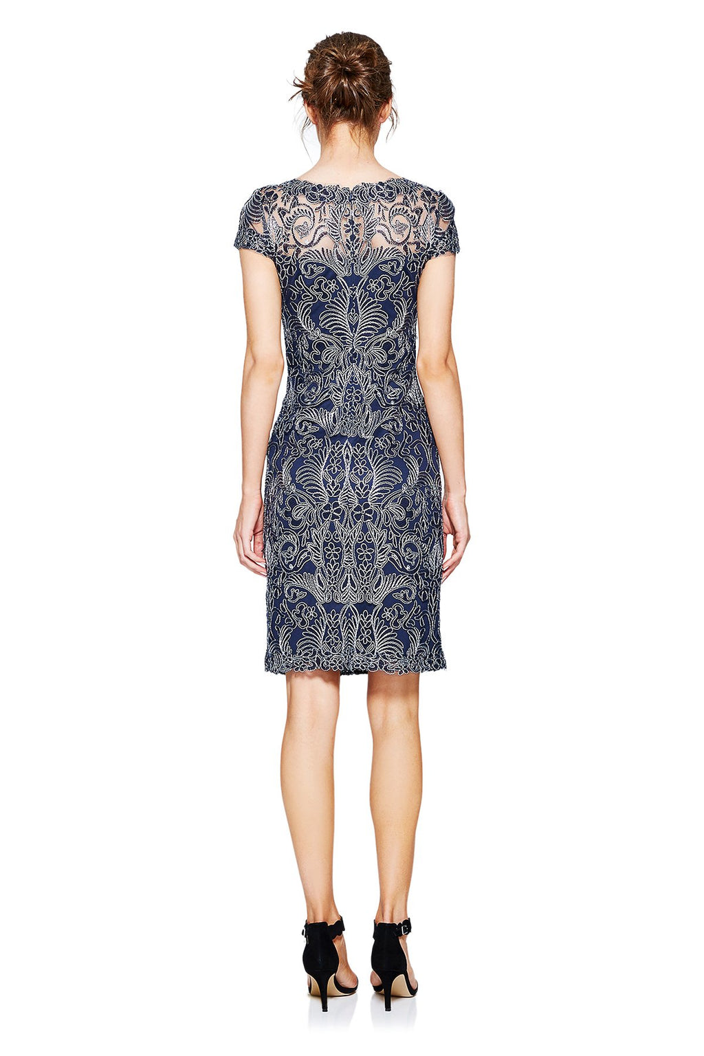 Tadashi Shoji - Corded Embroidery on Tulle Cap Sleeve Dress