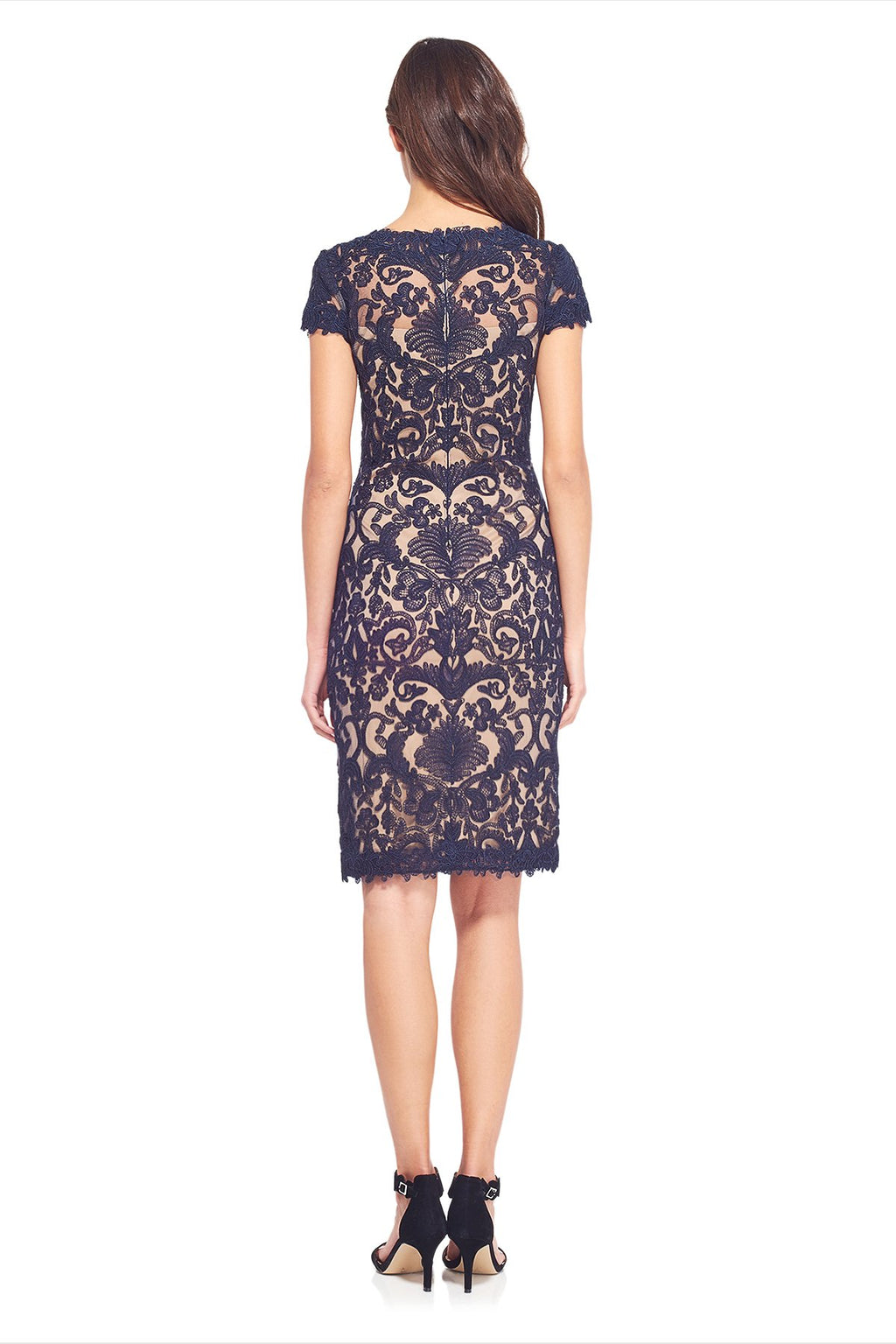 Tadashi Shoji - Corded Embroidery on Tulle Cap Sleeve Dress
