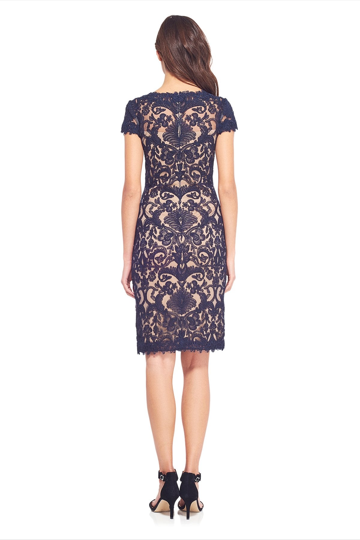 Tadashi Shoji - Corded Embroidery on Tulle Cap Sleeve Dress