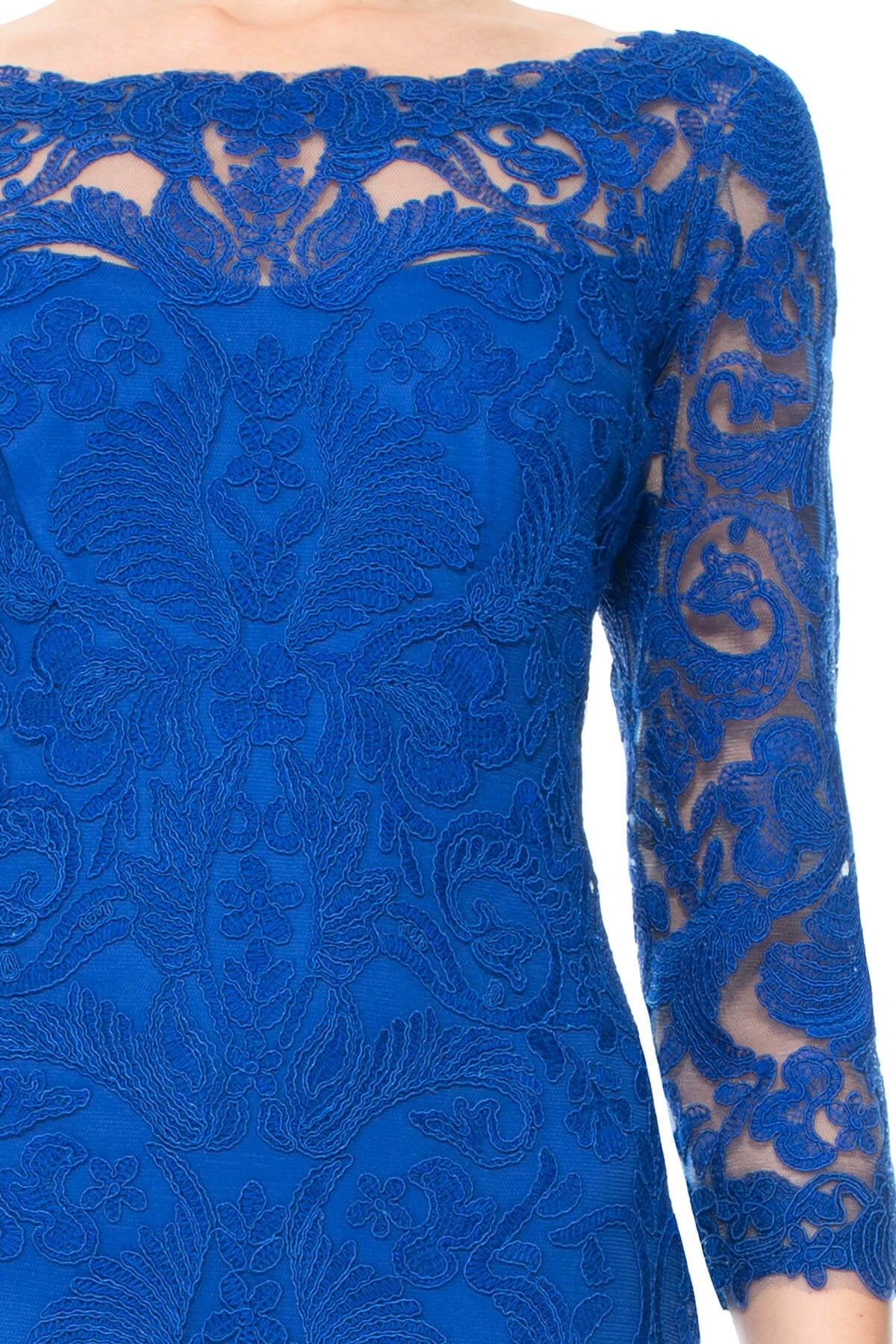 Corded Embroidery on Tulle 3/4 Sleeve Dress