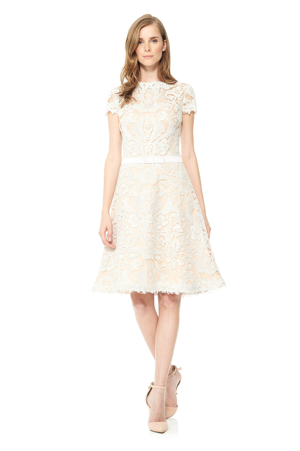 Tadashi Shoji - Corded Embroidery on Tulle A-Line Dress