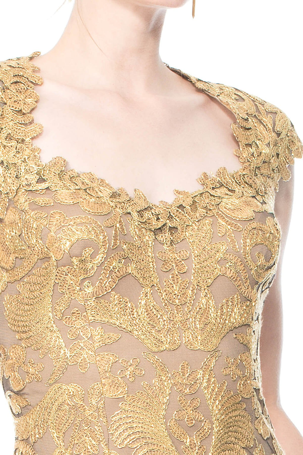 Corded Embroidery on Tulle Sweetheart Gown