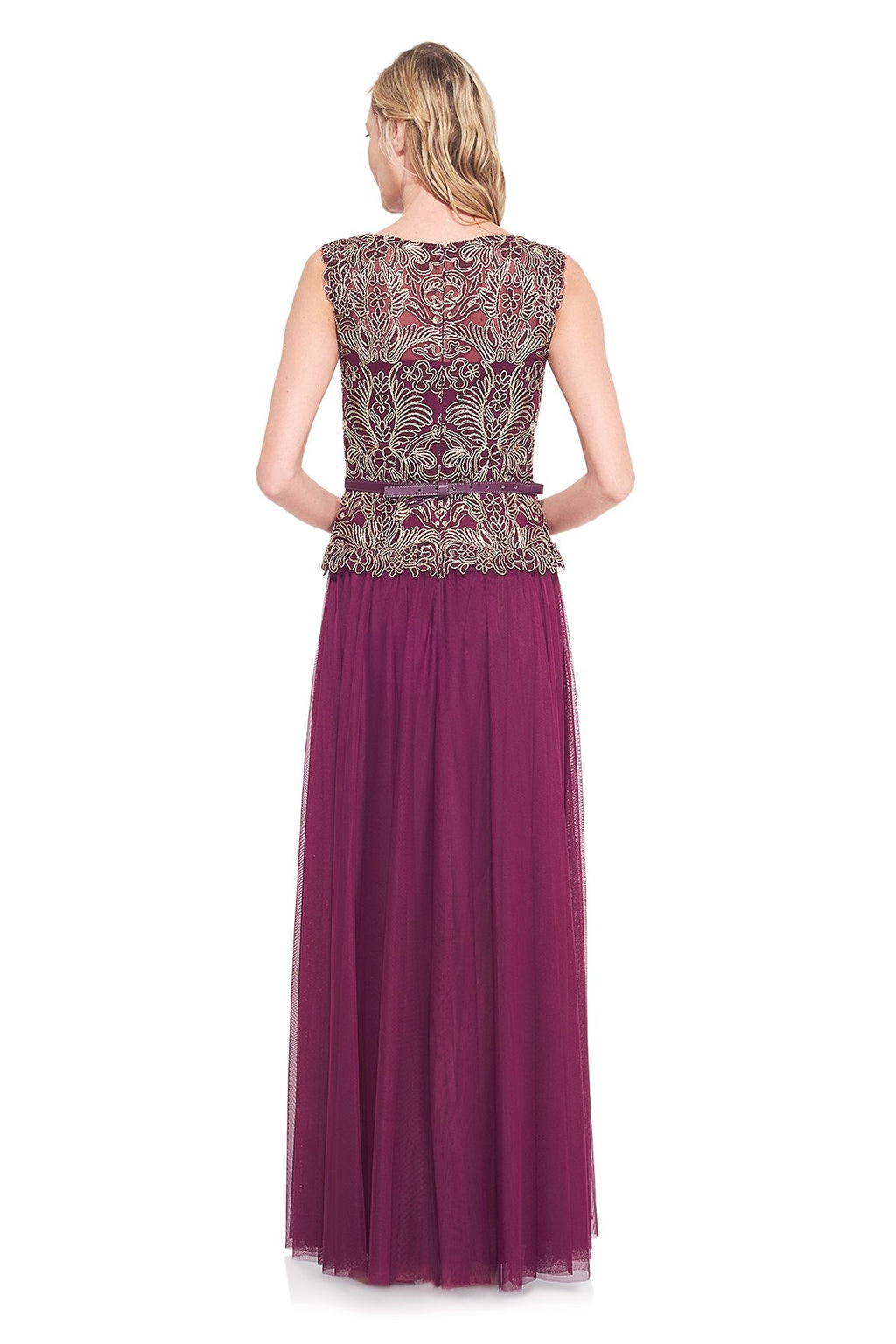 Gold Embroidered Tulle Gown