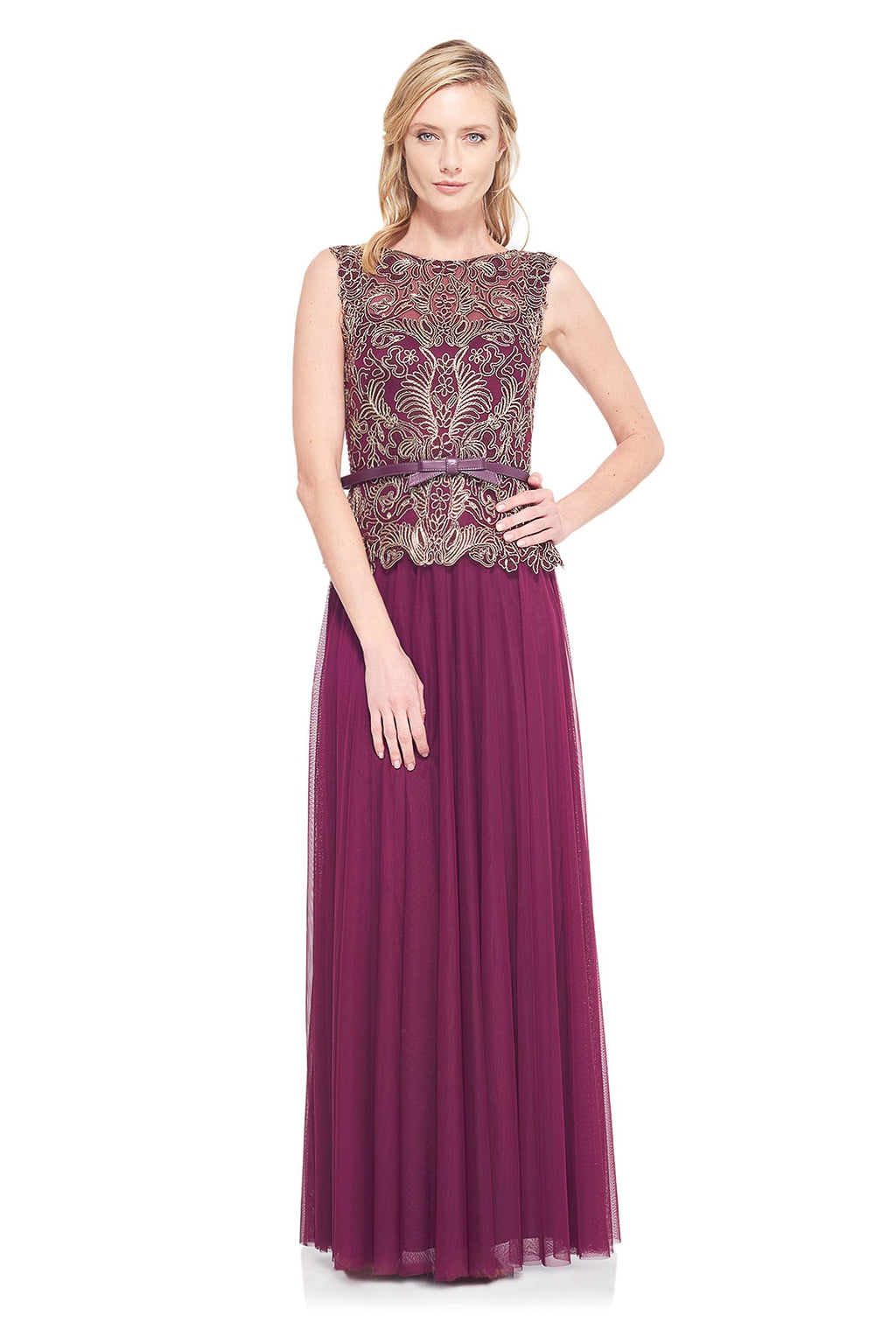 Gold Embroidered Tulle Gown