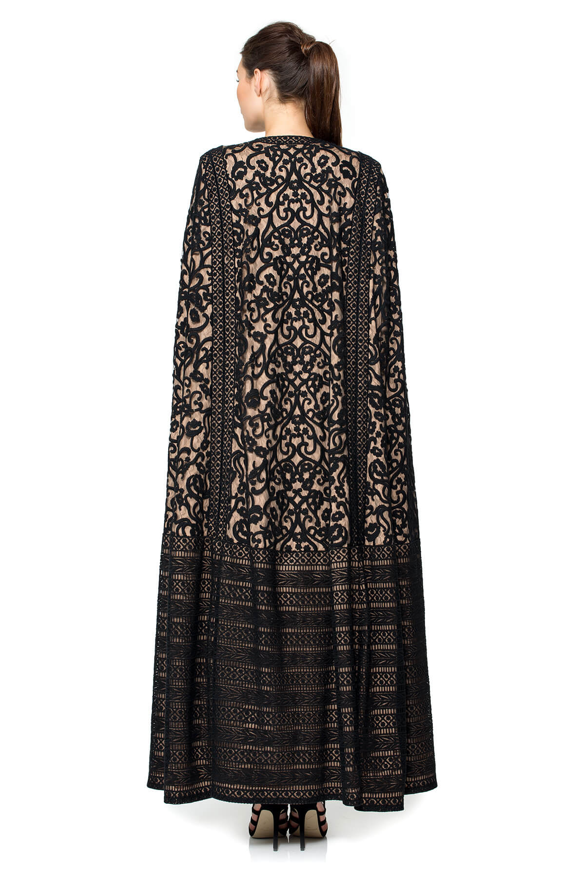 Crewel Embroidery on Tulle Cape