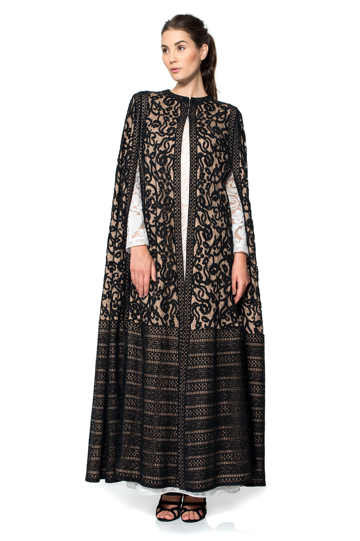 Crewel Embroidery on Tulle Cape