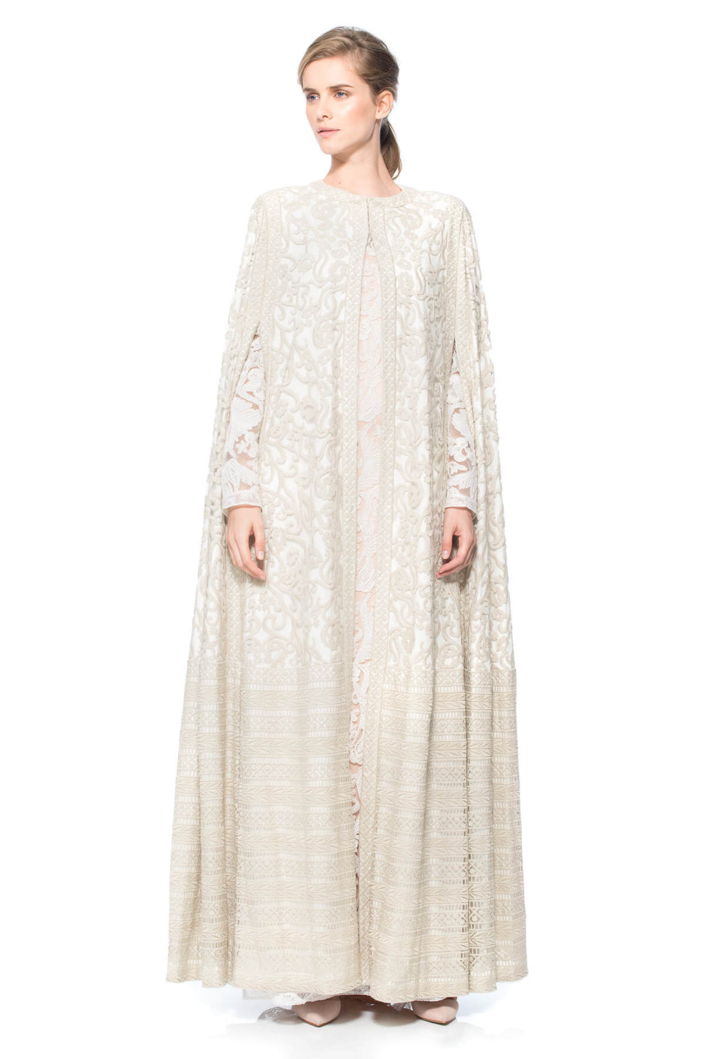 Crewel Embroidery on Tulle Cape