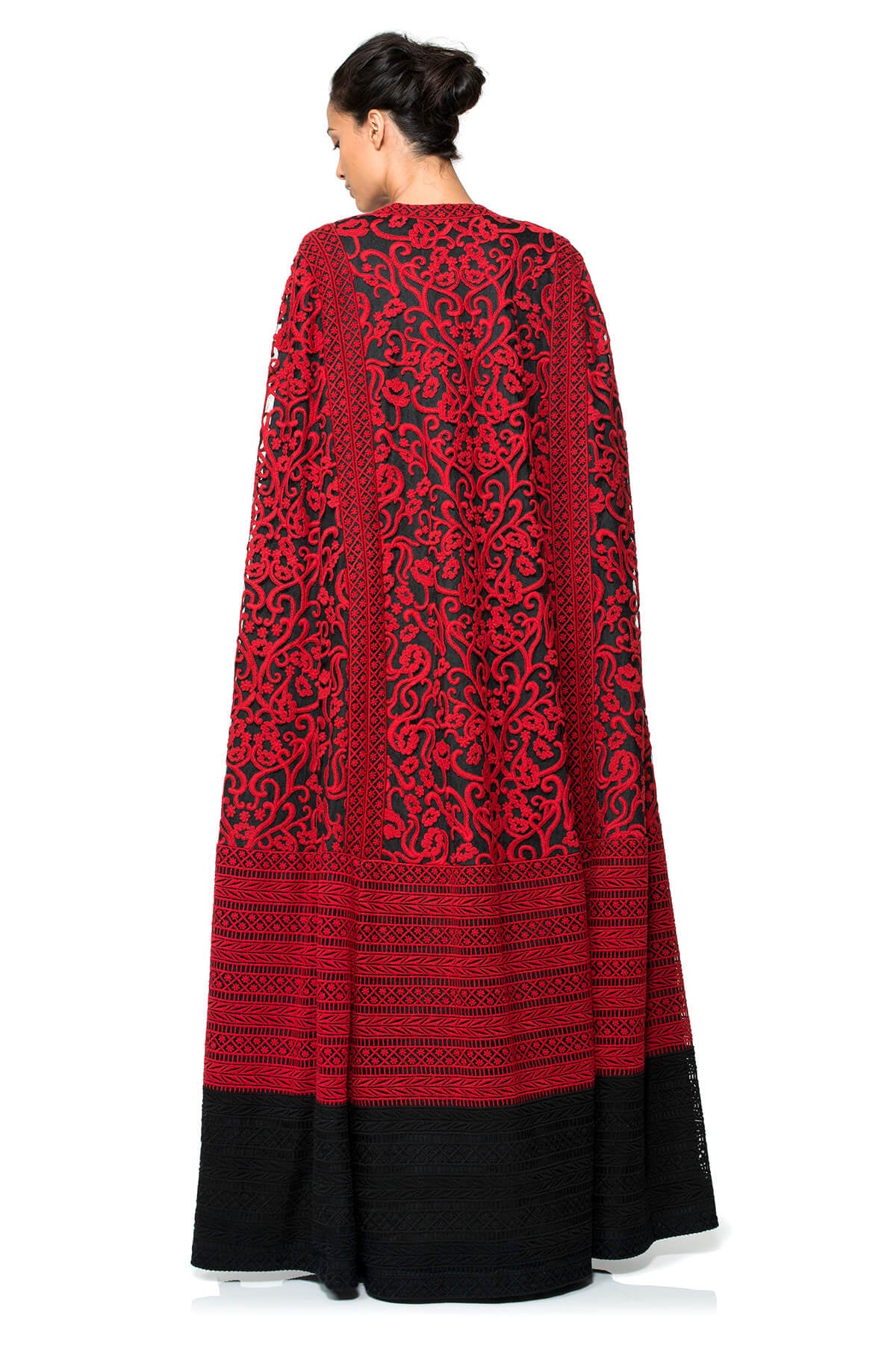 Crewel Embroidery on Tulle Cape