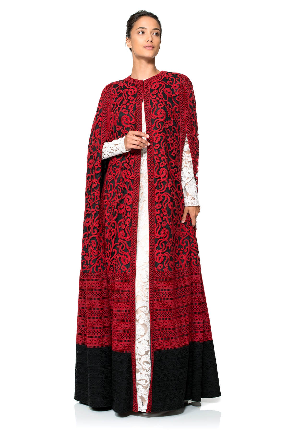 Crewel Embroidery on Tulle Cape