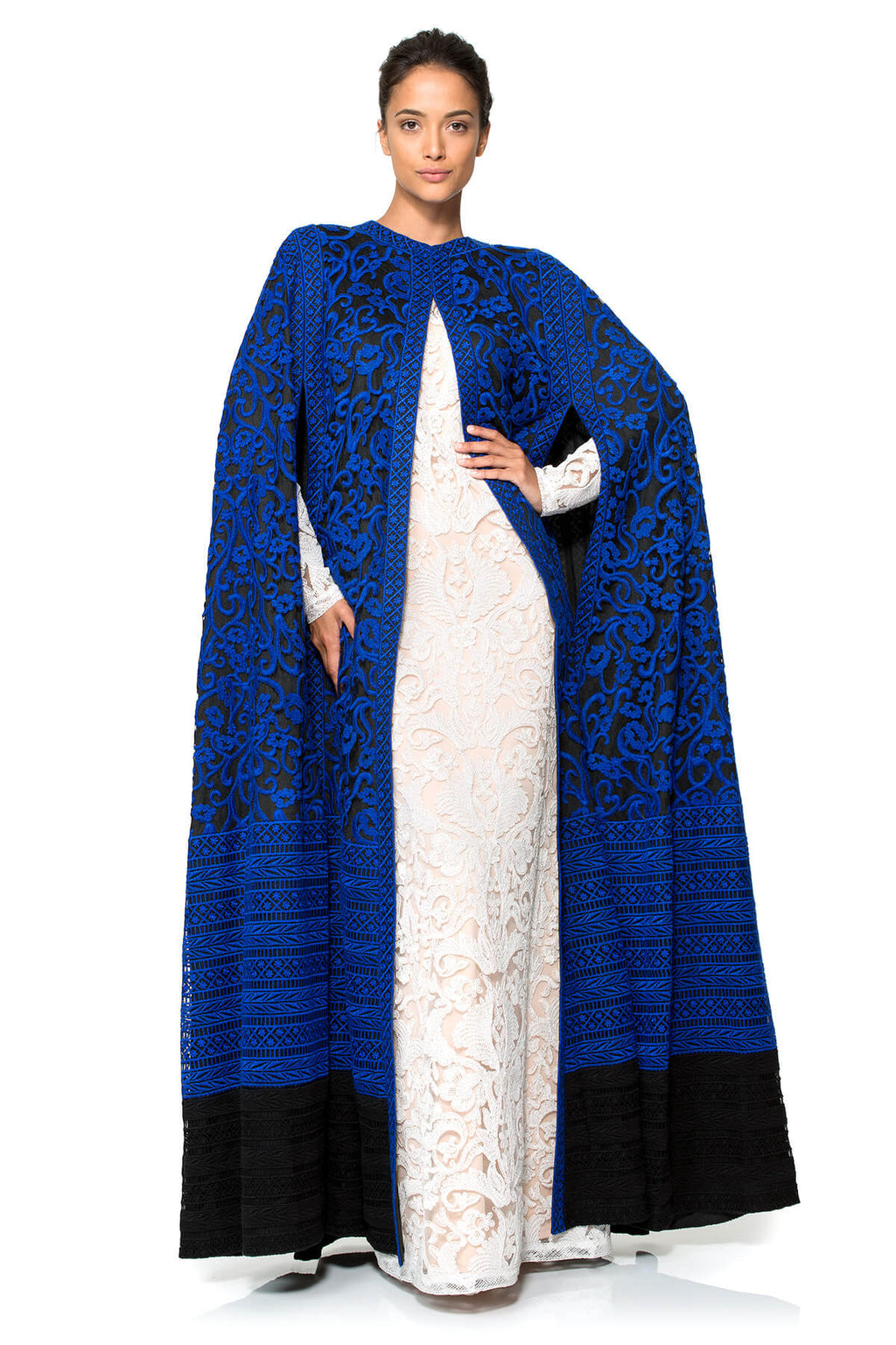 Crewel Embroidery on Tulle Cape