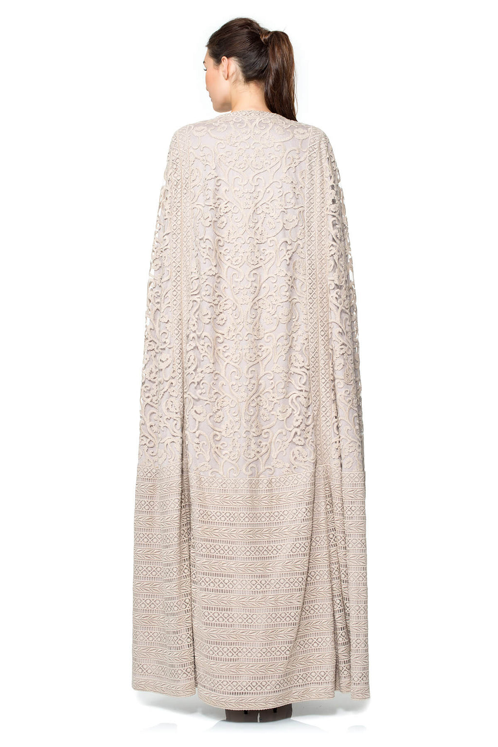 Crewel Embroidery on Tulle Cape